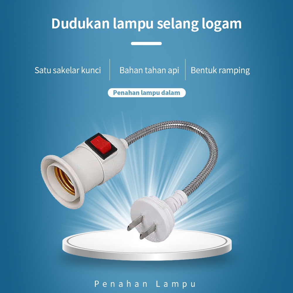 Kadonio lampu soket E27 universal converter soket colokan lampu selang dengan sakelar sekrup soket lampu dinding LED soket lampu