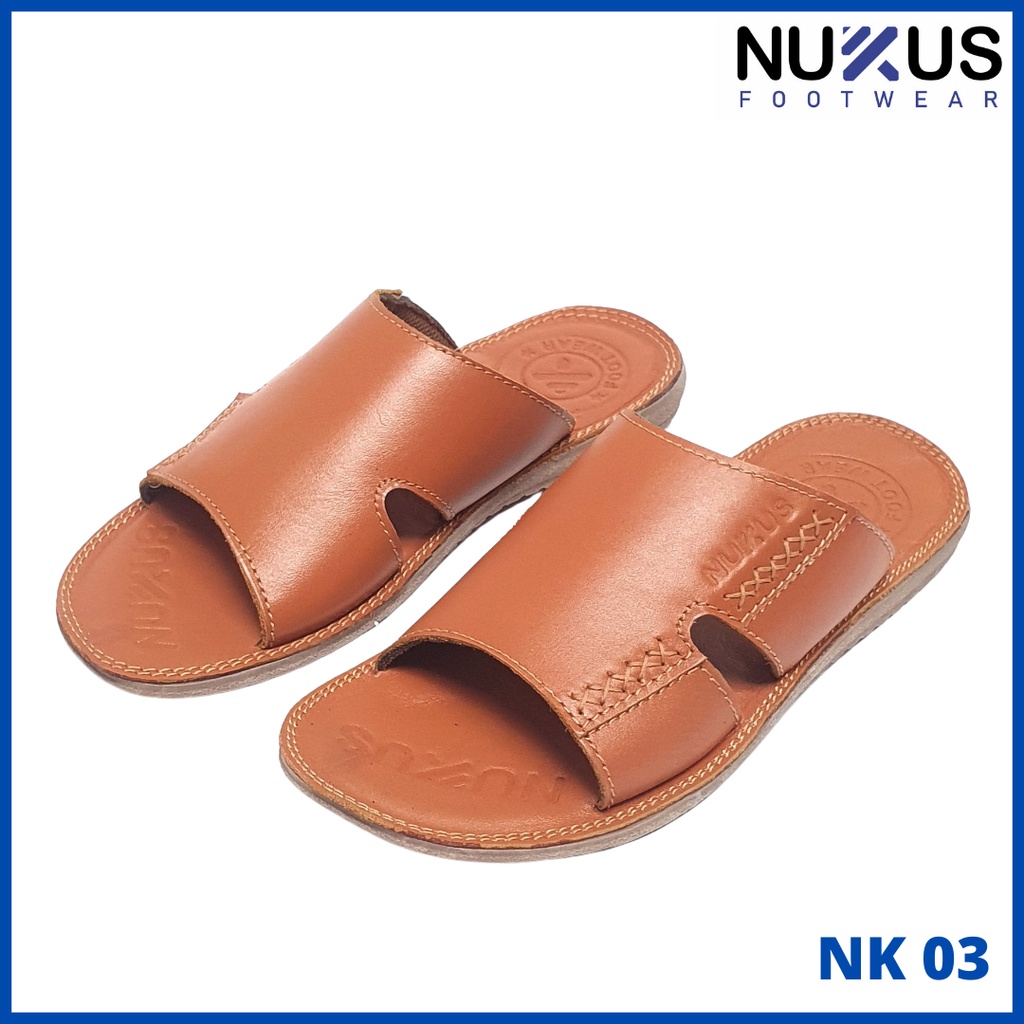 Nukus Sandal Selop Kulit Pria Gratis Sandal Japit Pria