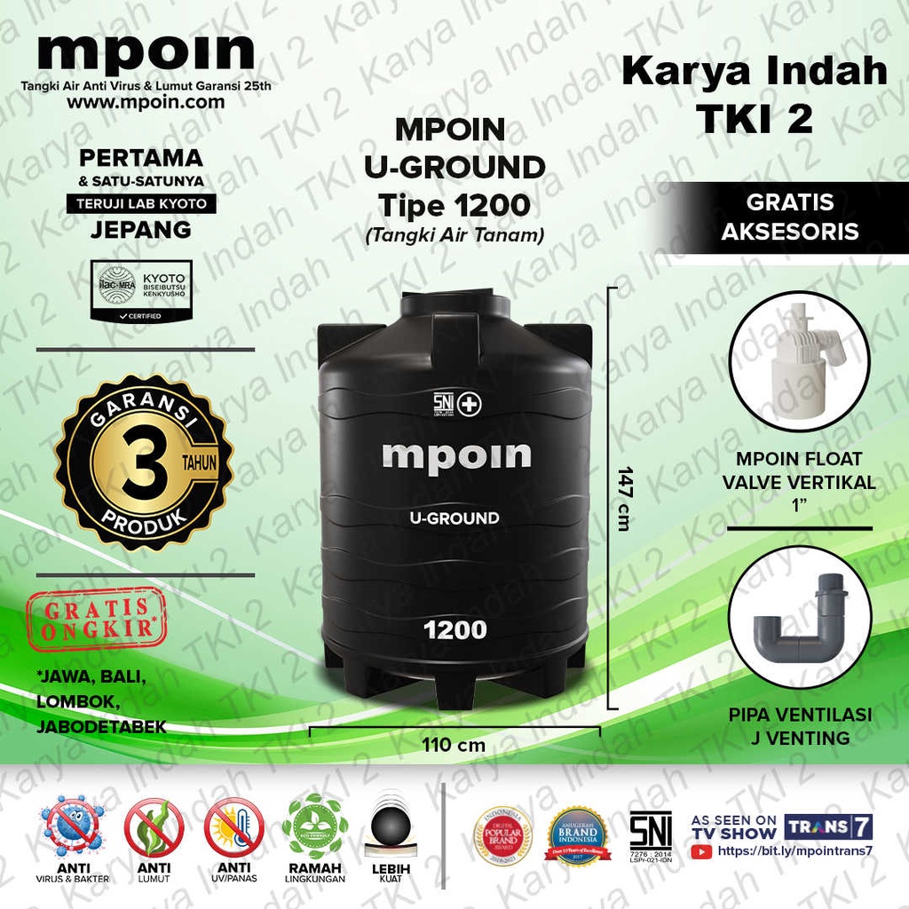 Jual Tangki Air Mpoin U L U Ground Series Water Tank Toren