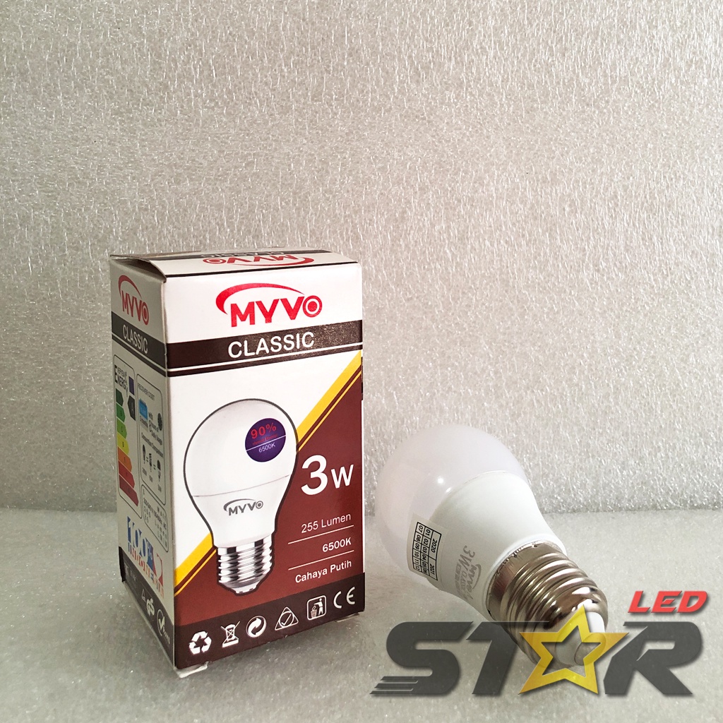 MYVO Classic Bulb A 3W, 5W, 7W, 9W Lampu Bohlam Bulat Murah Hemat Energi Irit Listrik 3 5 7 9 WATT Termurah Terlaris Star