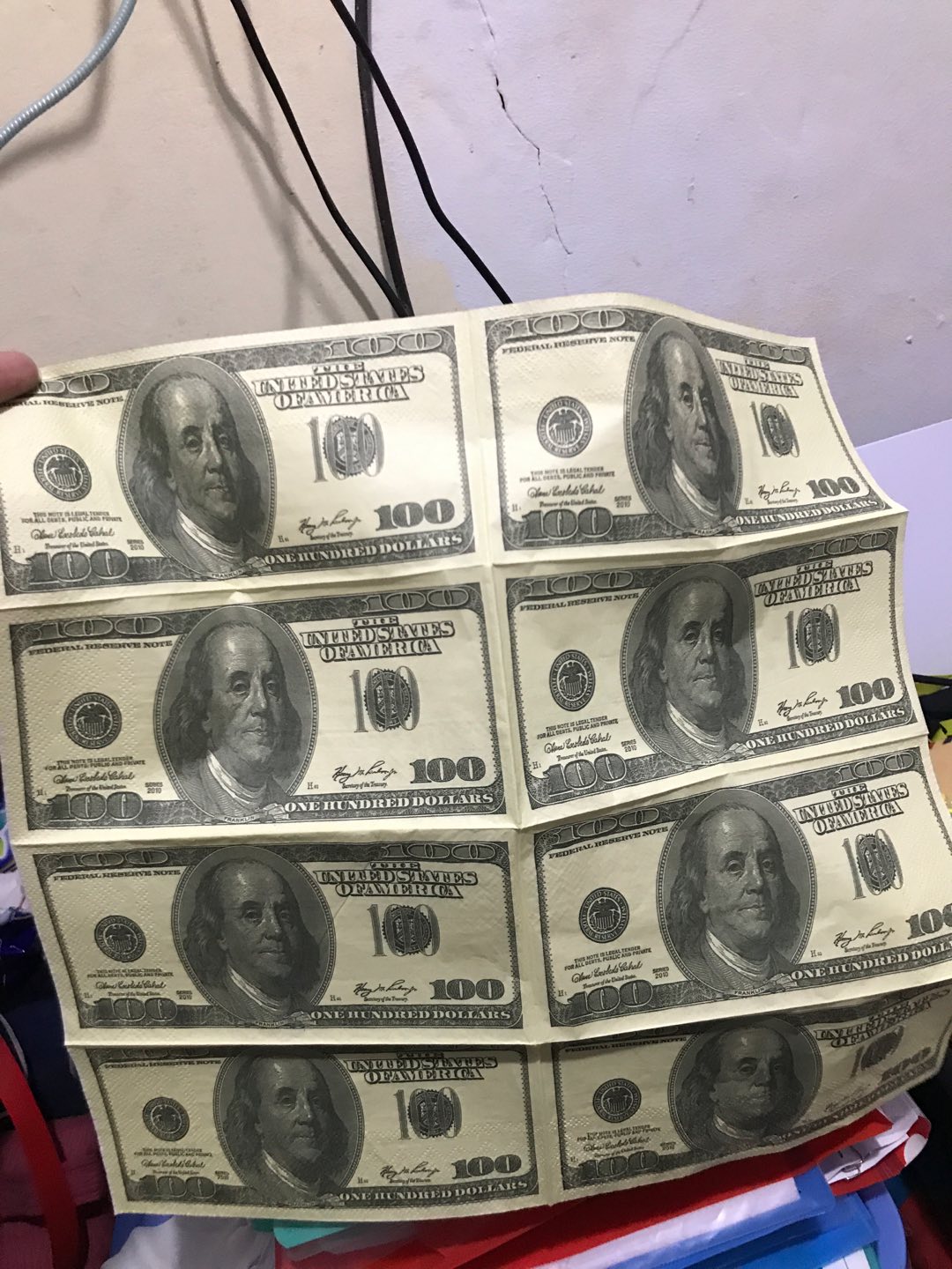 064 - Tissue Dollar Tisu Dolar Tissu Lap Unik Keren Lucu Gambar Usd 100 Dollar