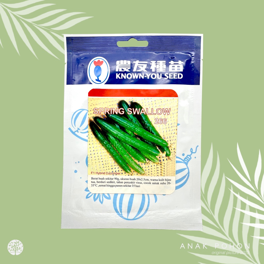 (1 PACK) Benih Timun Jepang Kyuri Mentimun Spring Swallow 266 Hibrida F1 - Known You Seed KYS - 10 GRAM