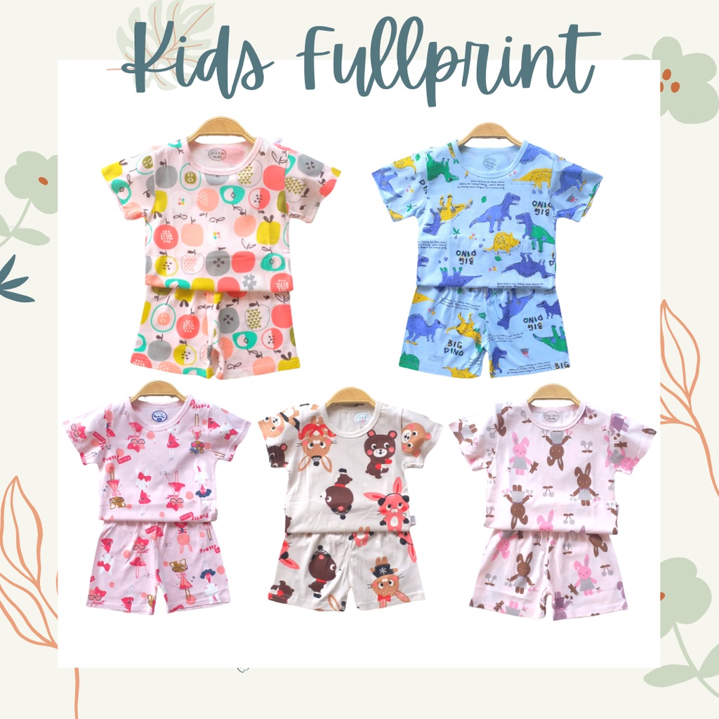 MBSS - Setelan Bayi Pendek FULLPRINT KL / Baju Anak Unisex Setelan Pendek Anak / Baju Bayi Import A120