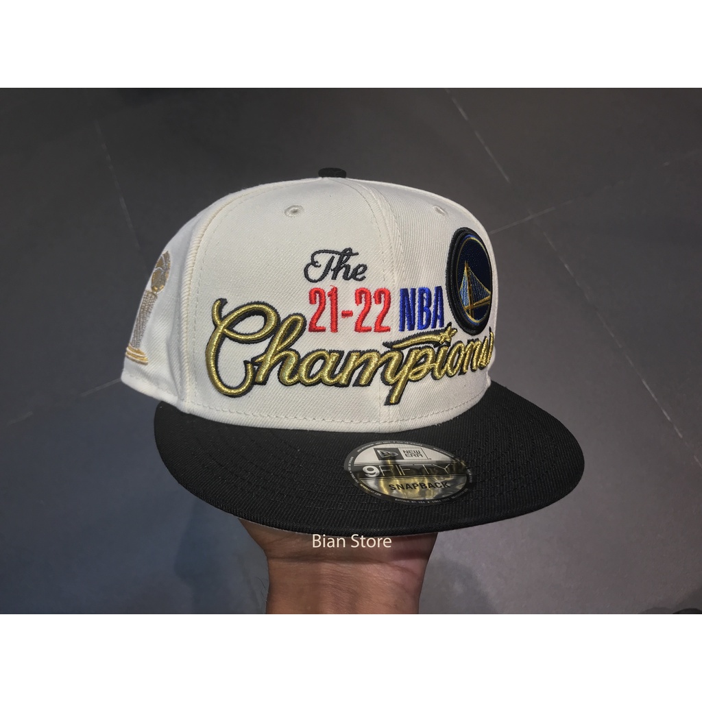 Topi New Era 9Fifty Golden State Warriors NBA Champions 2022 Cream Snapback 100% Original Resmi