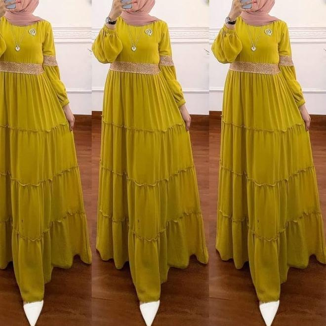 ㅟ Rara Maxi/ gamis ceruty wanita muslimah/ gamis ceruty babydoll / gamis ceruty polos / gamis ceruty