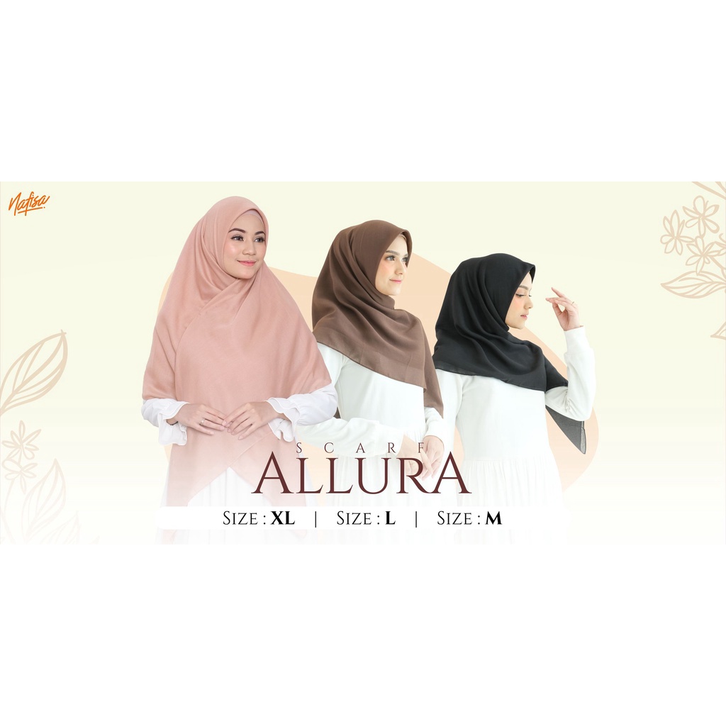 PROMO SCARF | Jilbab Saudia Eksklusif Scarf ALLURA HIjab Segiempat Voal | Kerudung Katun Jahit Tepi Segi Empat Sekolah