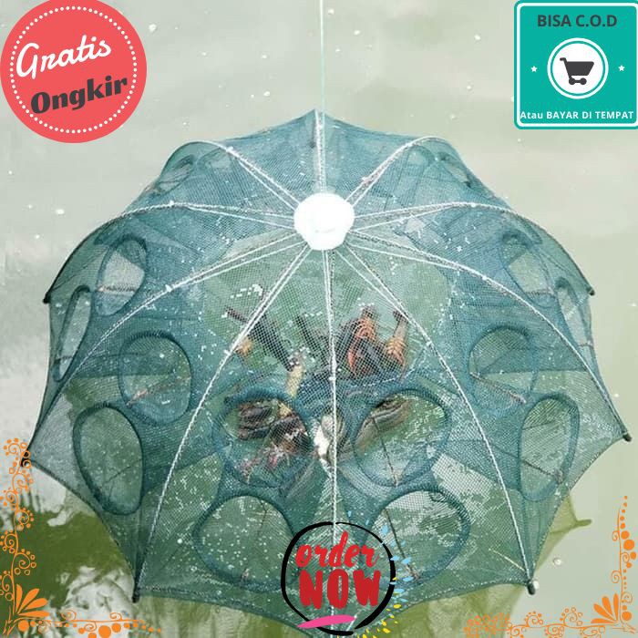 COD 25 Jaring Ikan Bubu Lipat Perangkap Jaring Jala Ikan Kepiting Udang Automatis 16 Hole Otomatis