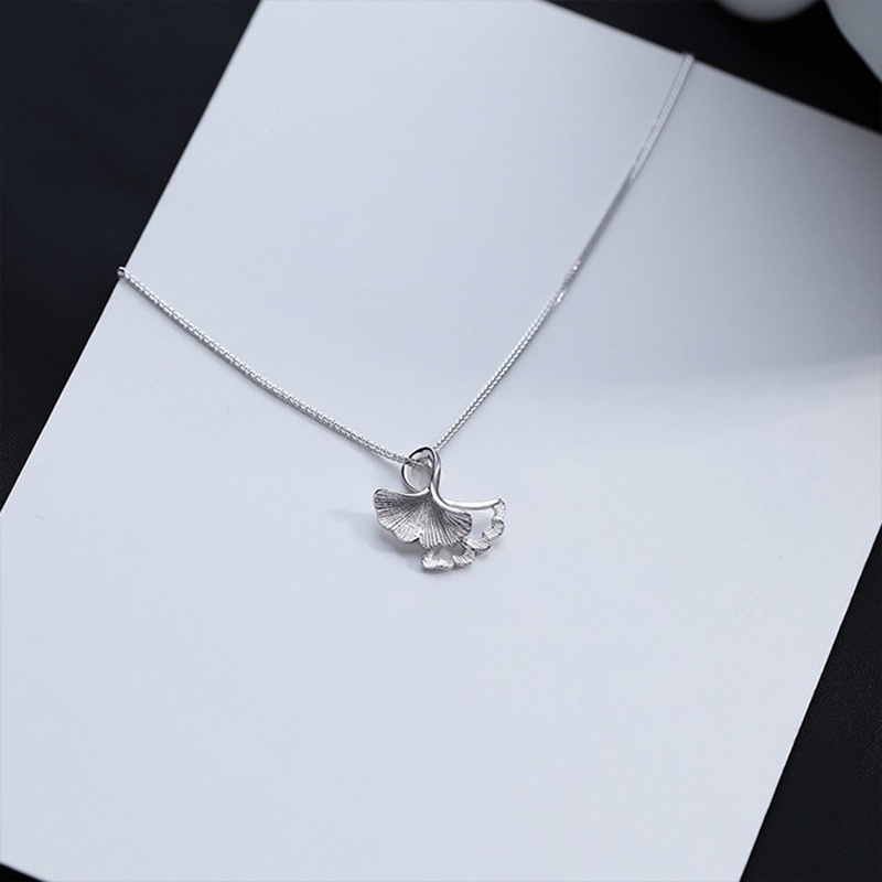 1 Pcs Korea Kalung,Wanita Titanium Anti Karat,Perak,GinkgoBiloba Melubangi Chain Necklace