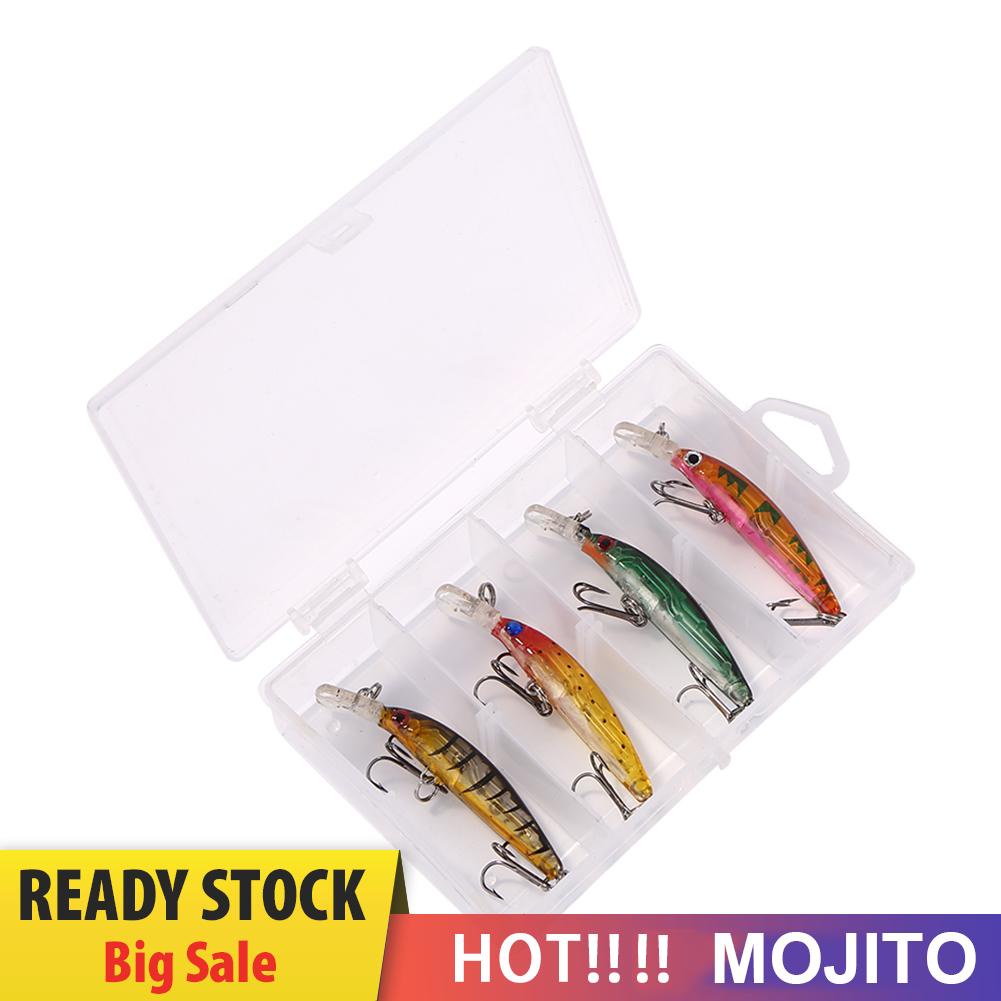 4pcs Umpan Pancing Ikan Minnow Dengan Kail Treble Wobblers