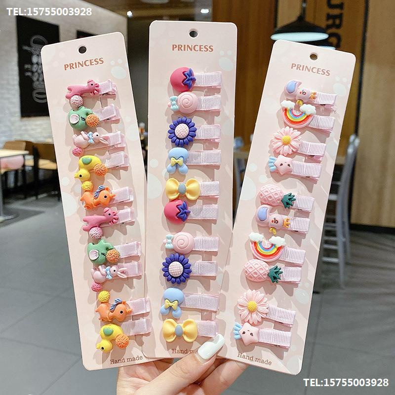 10Pcs/Set Kids Korean INS Style Princess Cartoons Bangs Broken Hair Clip / Acrylic Geometry No Hurt Hair Headwear