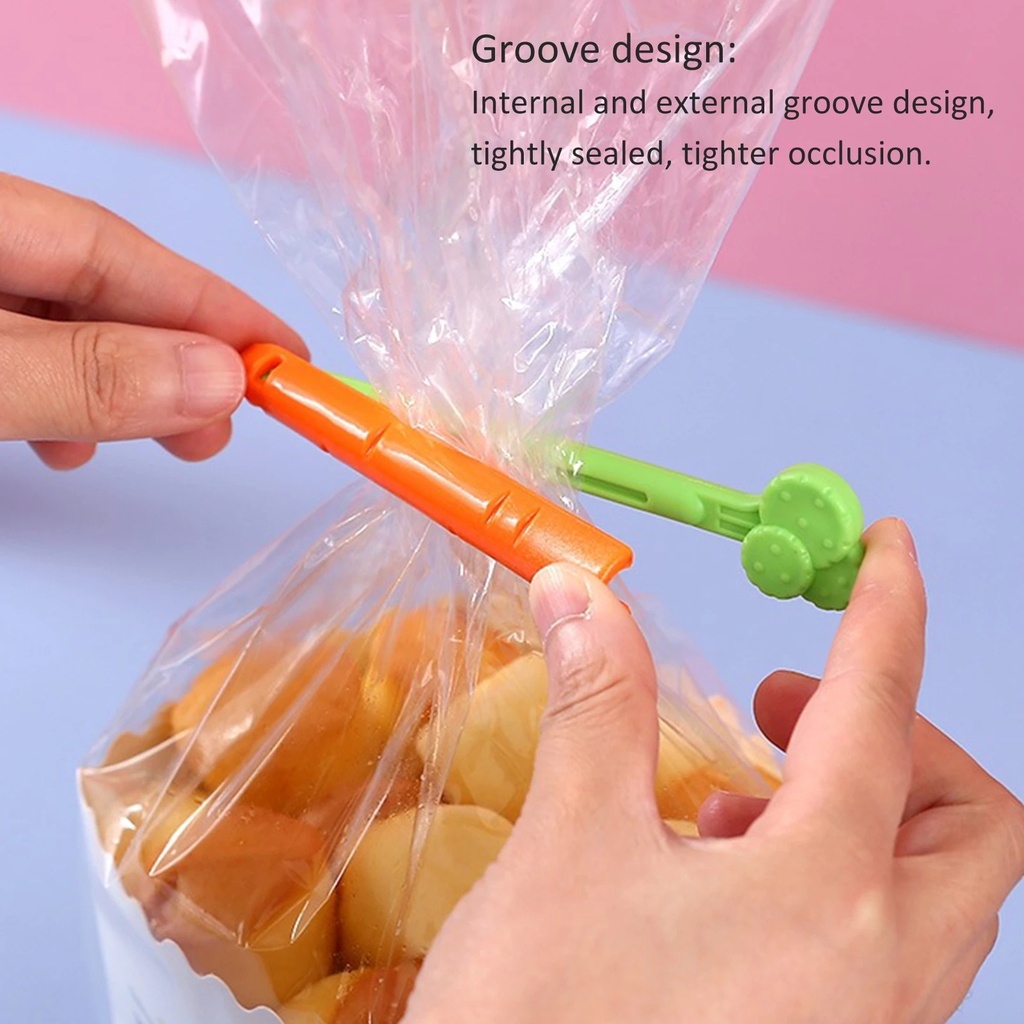 5Pcs/Set Carrot Shape Bag Clips With Magnet Storage Box / Household Snack Bread Bag Moisture-proof Clamps / Kitchen Accessories