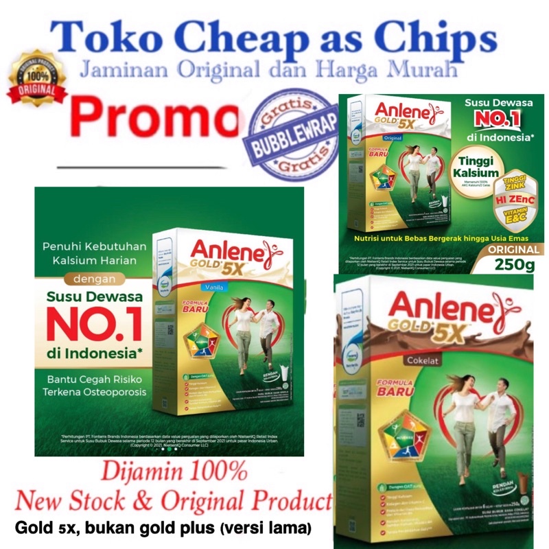 Anlene Gold 5X 250 gram Vanila/original/coklat