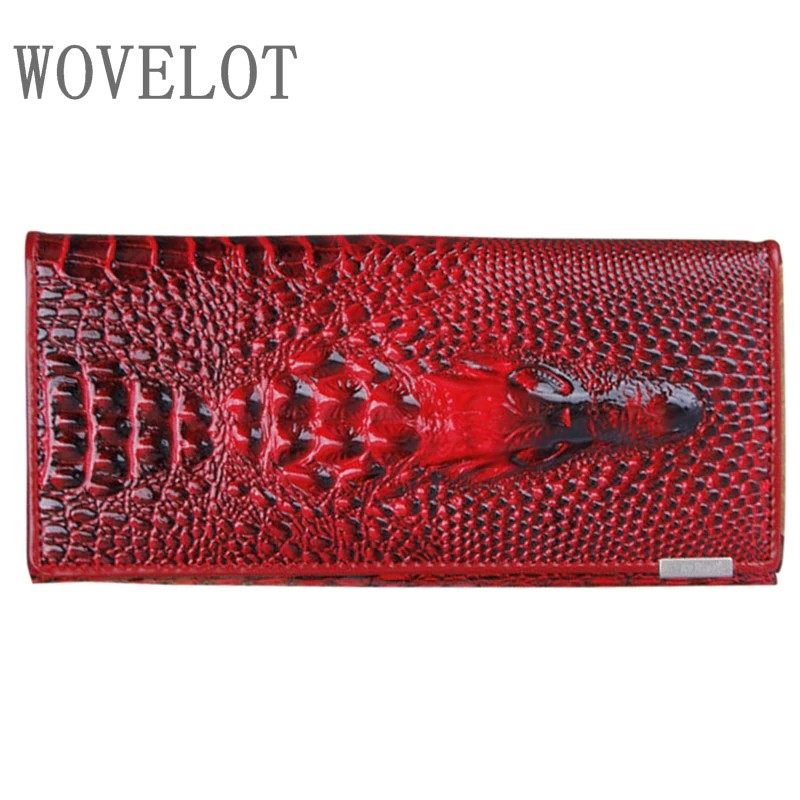 IMPORT Baru 2018 Asli Kulit Embossing Alligator Wanita Buaya Genggam Panjang Dompet Wanita Dompet