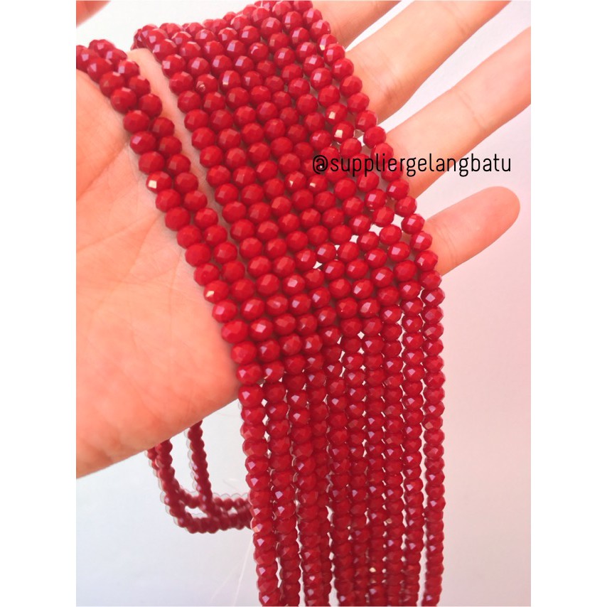 Crystal Ceko Doff 6mm MERAH MAROON beads manik donat rondelle grosir perhiasan aksesoris fashion