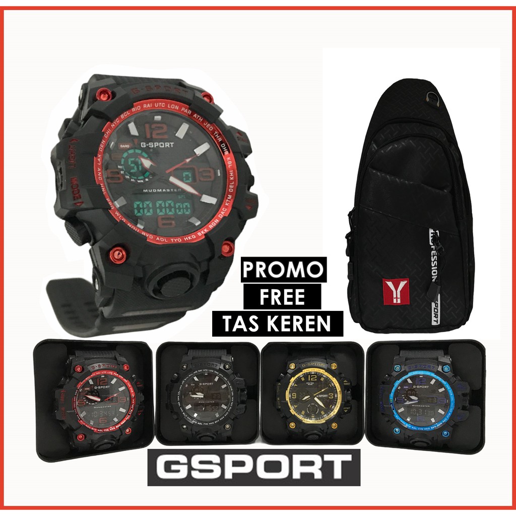 Promo Jam Tangan Keren GSport Digital Double Time Analog &amp; Digital