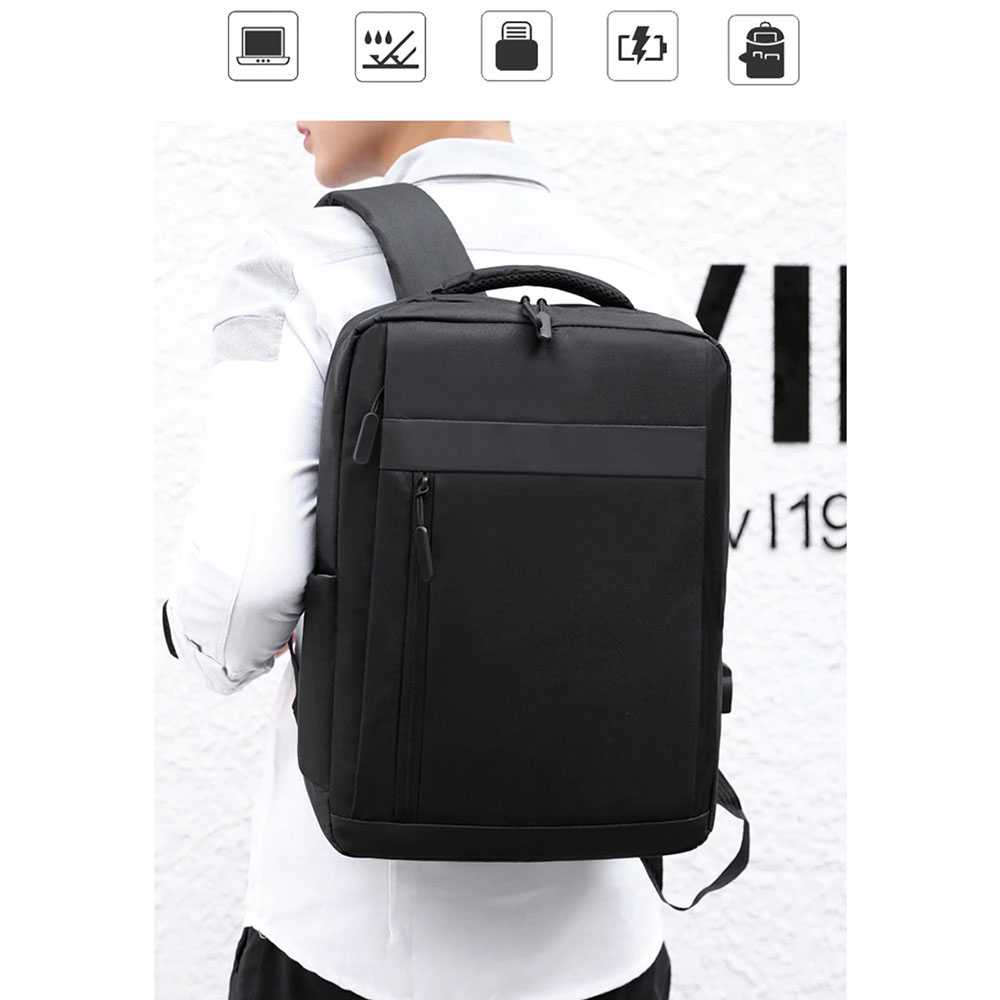 QUVLEN Tas Ransel Laptop Backpack with USB Charger Port