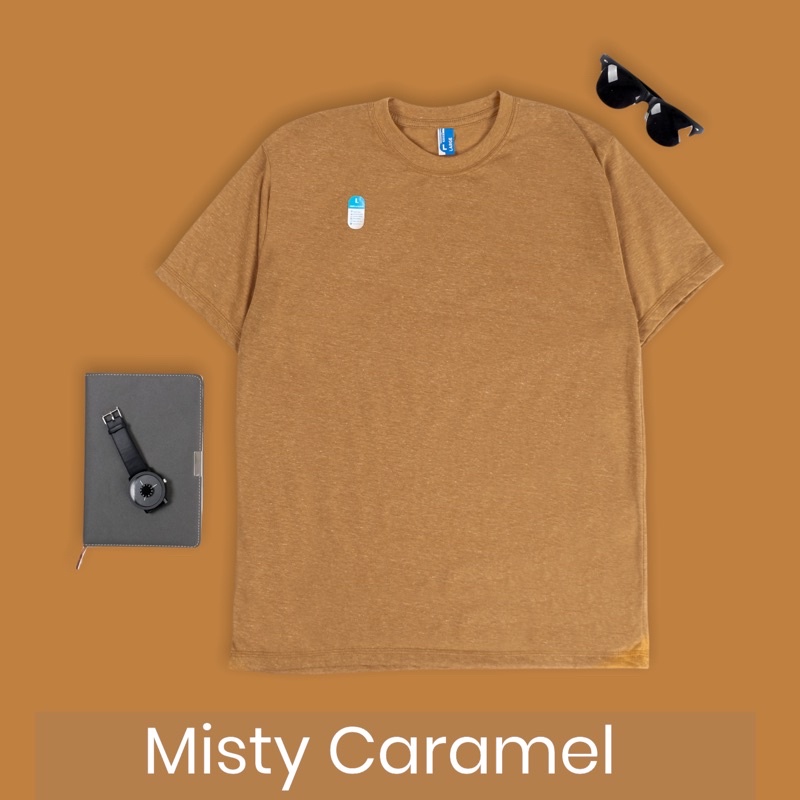 KAOS POLOS COTTON TWOTONE MISTY LENGAN PENDEK 30’S /  PRIA & WANITA 100% DISTRO ORIGINAL-CARAMEL MISTY