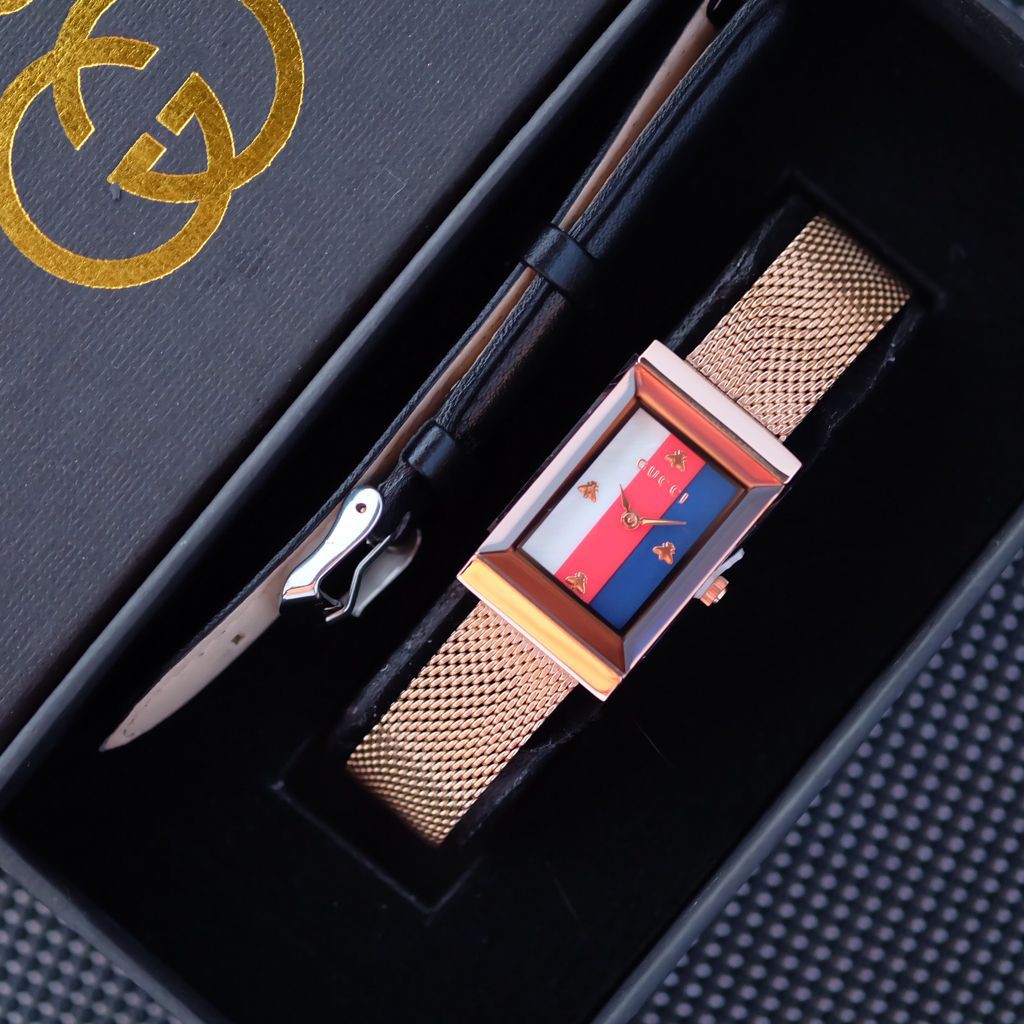 COD - JAM TANGAN FASHION WANITA GUXXXI 1159 LV TALI RANTAI FREE TALI KULIT + BOX ORIGINAL & BATERAI