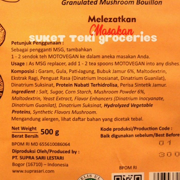 

Ready- Kaldu Jamur Motovegan Penyedap Alami 500Gr Halal Mantap