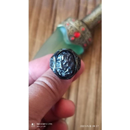 CINCIN BATU AKIK BADAR BESI SELONATAH RING TITANIUM HITAM (N)