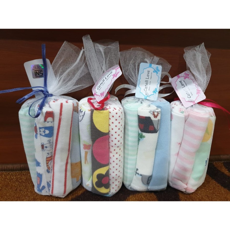 Catell Love WASH CLOTH / Sapu Tangan Bayi (8pcs) Motif