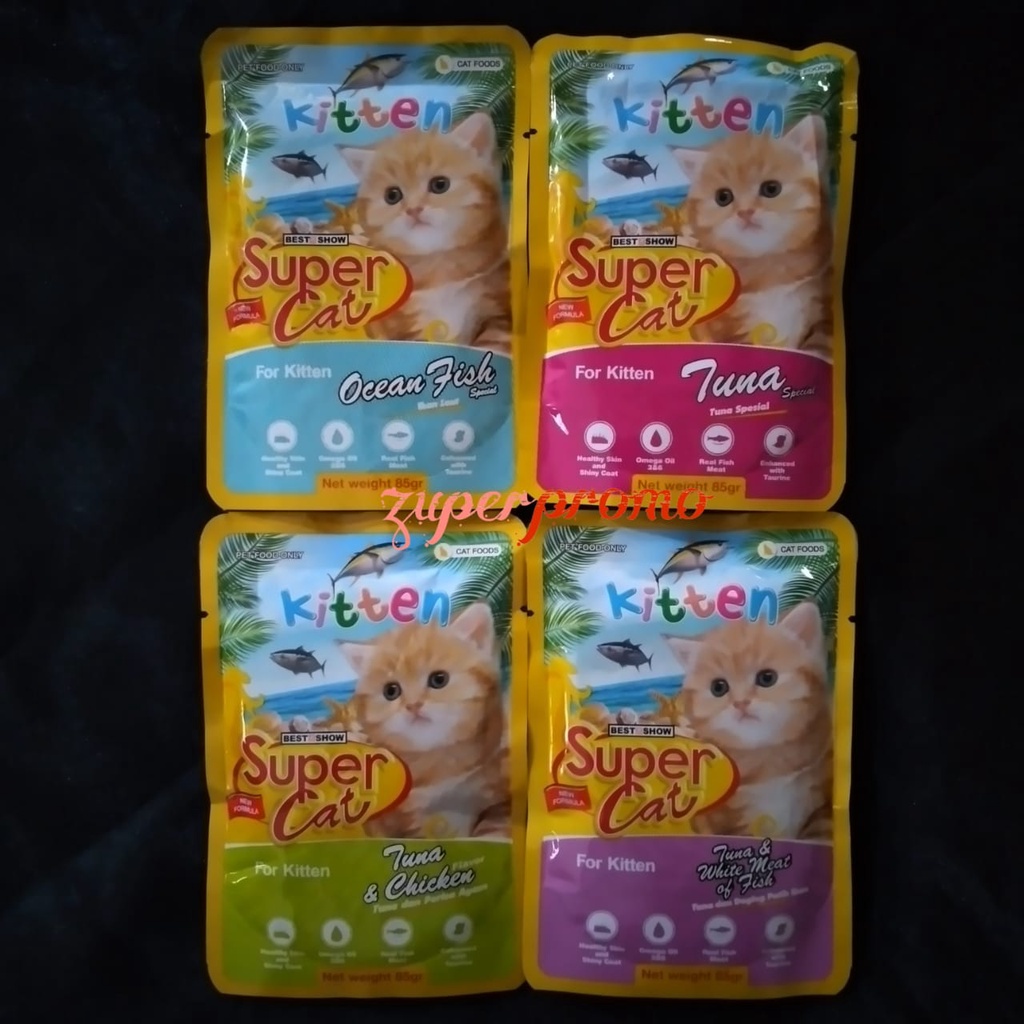 Super Cat Pouch Kitten 85gr / Makanan Basah Anak Kucing / Super Cat Sachet Kitten