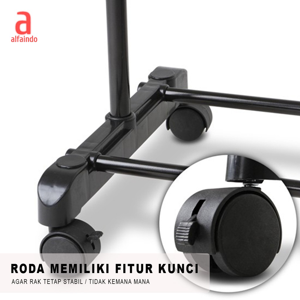 Rak Gantungan Baju Stand Hanger Jemuran Minimalis Dengan Roda GHR002