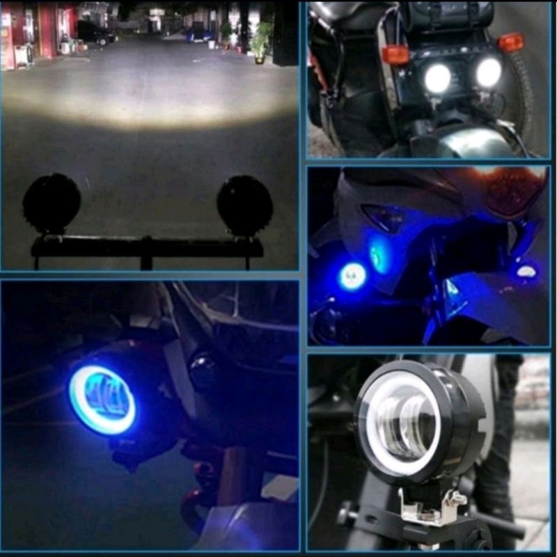 LAMPU TEMBAK DAYMAKER 3 LENSA KOTAK BULAT SPOT LIGHT MOTOR MOBIL SUPER TERANG CAHAYA NYEBAR