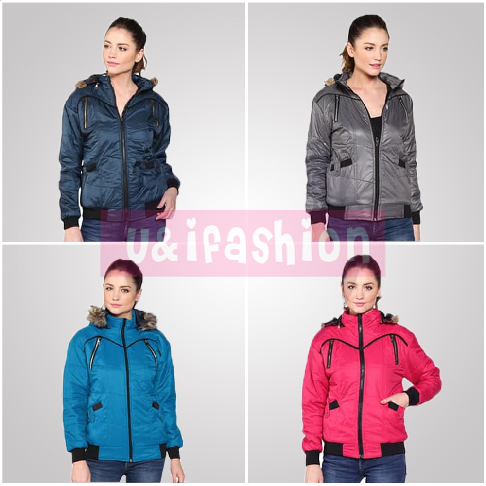  Jaket Wanita Bahan Parasut  Tebal Murah Hoodie Bulu Jaket  