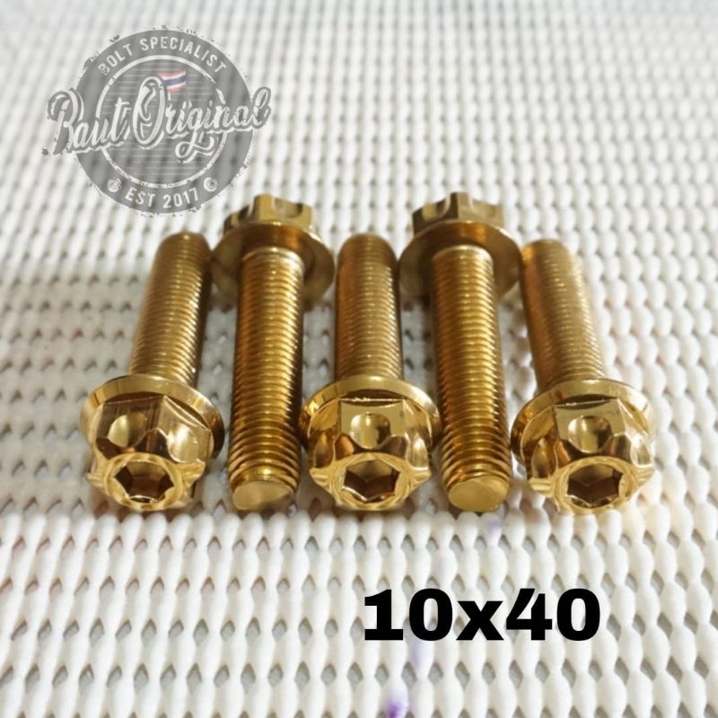 Baut probolt 10x40 gold new model drat 14 panjang 4cm Heng thailand