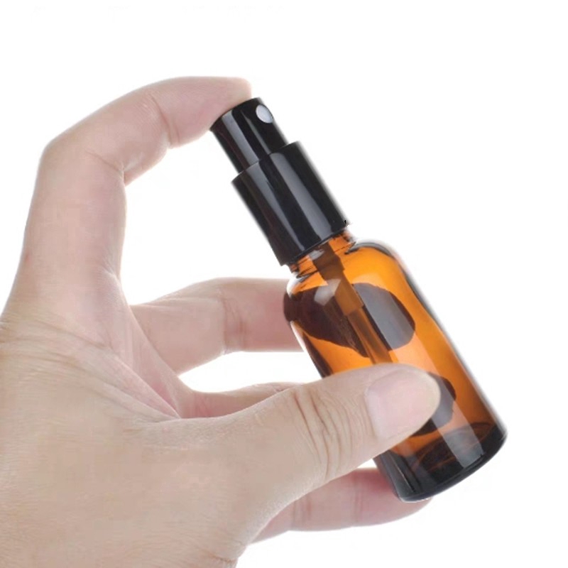 5-100ML Mini Spray Bottle, Beauty Empty Amber Glass Bottles, Essential Oil Mist Spray Container Case, Refillable travel Spray Bottle,Transparent Brown Bottle