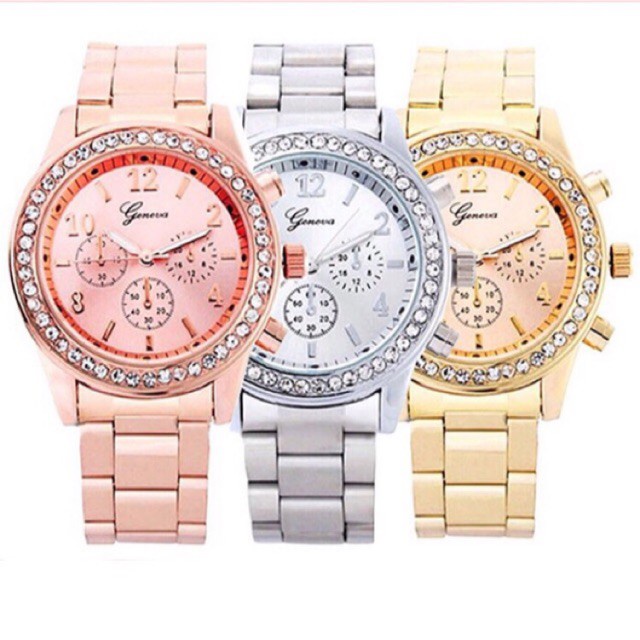 ✅Grosir Jam Senen - Jam Tangan Geneva Wanita Strap Emas Silver Logam