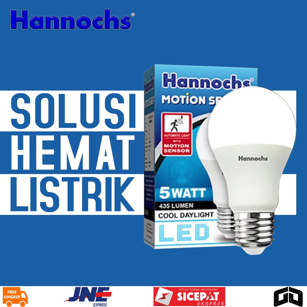 HANNOCHS LAMPU OTOMATIS SENSOR GERAK 5 / 9 / 13 WATT | LIGHT | BOHLAM | LED | MURAH | HEMAT LISTRIK