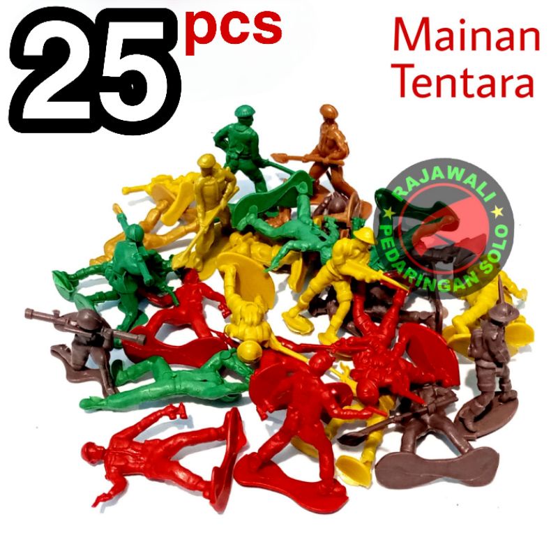 MAINAN TENTARA PLASTIK 25pcs MINIATUR TENTARA PLASTIK MAINAN JADUL