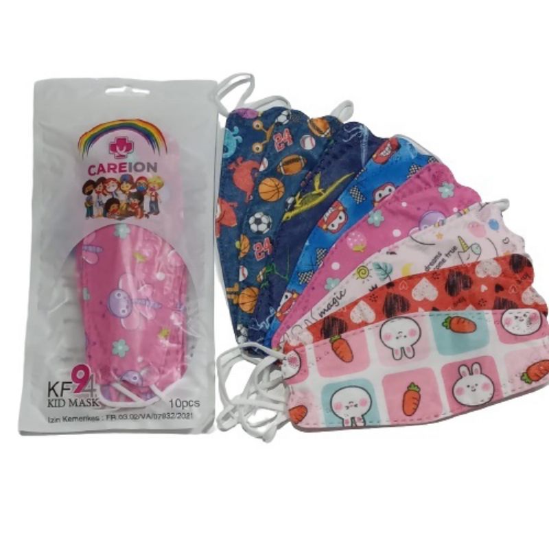 Masker Anak KF94 Motif Cowok Cewek 4ply Lucu Isi 10 Lembar Earlop Earloop Tebal Karakter Premium