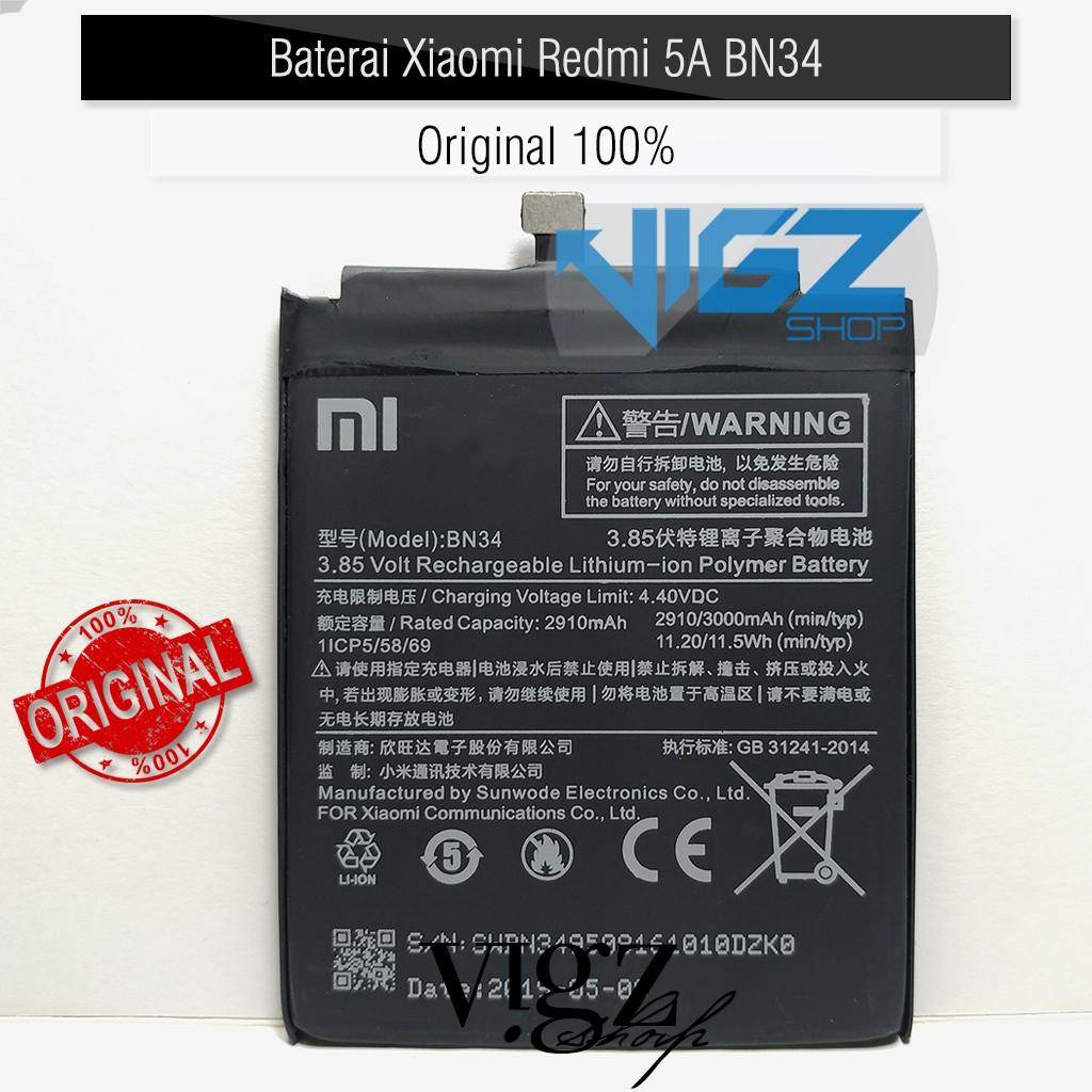 Baterai Xiaomi Redmi 5A BN34 Original 100%