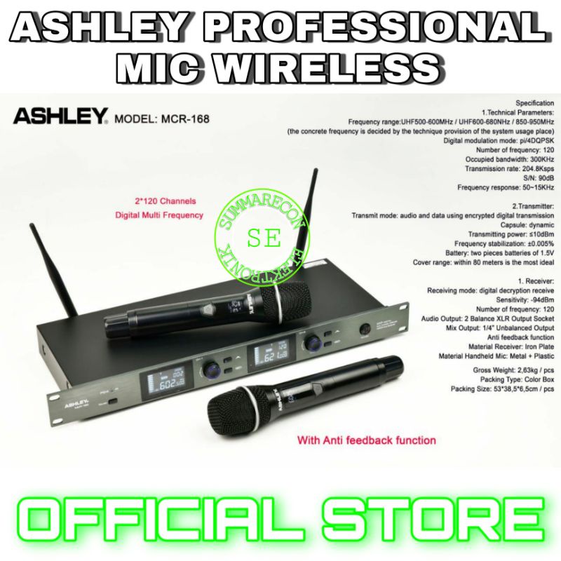 mic wireless original ashley mcr 168 mic karaoke