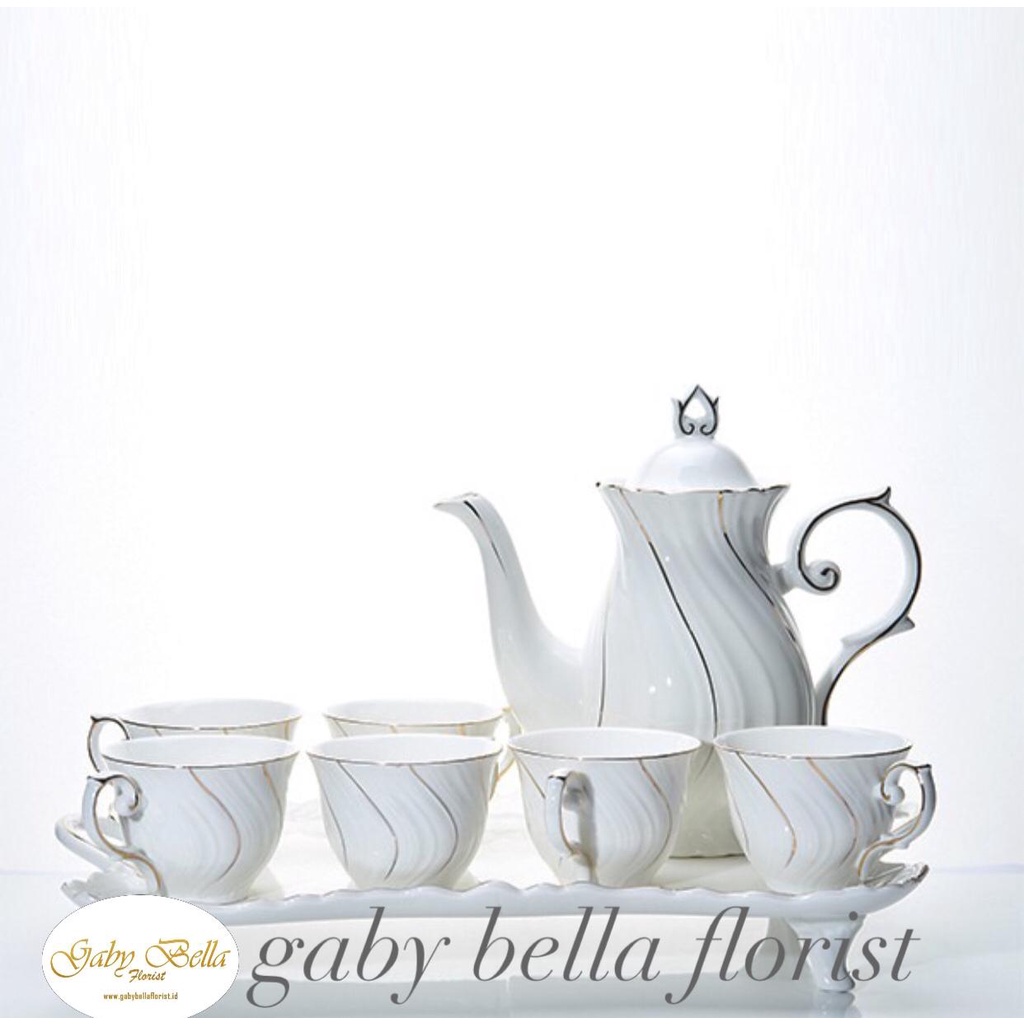 Set teko cangkir capolimonte isi 6 pasang. Cangkir teko mewah. Cangkirsetkeramik. Teaset.