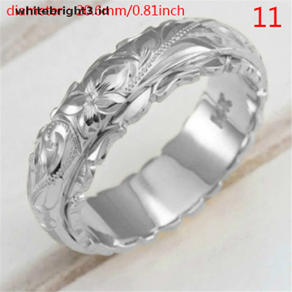 (whitebright3.id) Cincin Lapis Emas 14k Motif Ukir Bunga Untuk Wanita