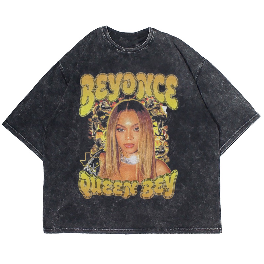KAOS OVERSIZE BEYONCE QUEEN BEY WASHING VINTAGE TEE (T-SHIRT OVERSIZE WASHED)
