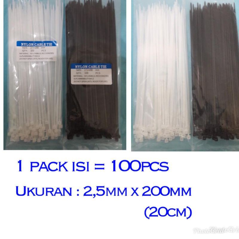 

kabel tis, tali ikat fiber pagar ukuran 2,5mm x 200mm (20cm) = 1 pack