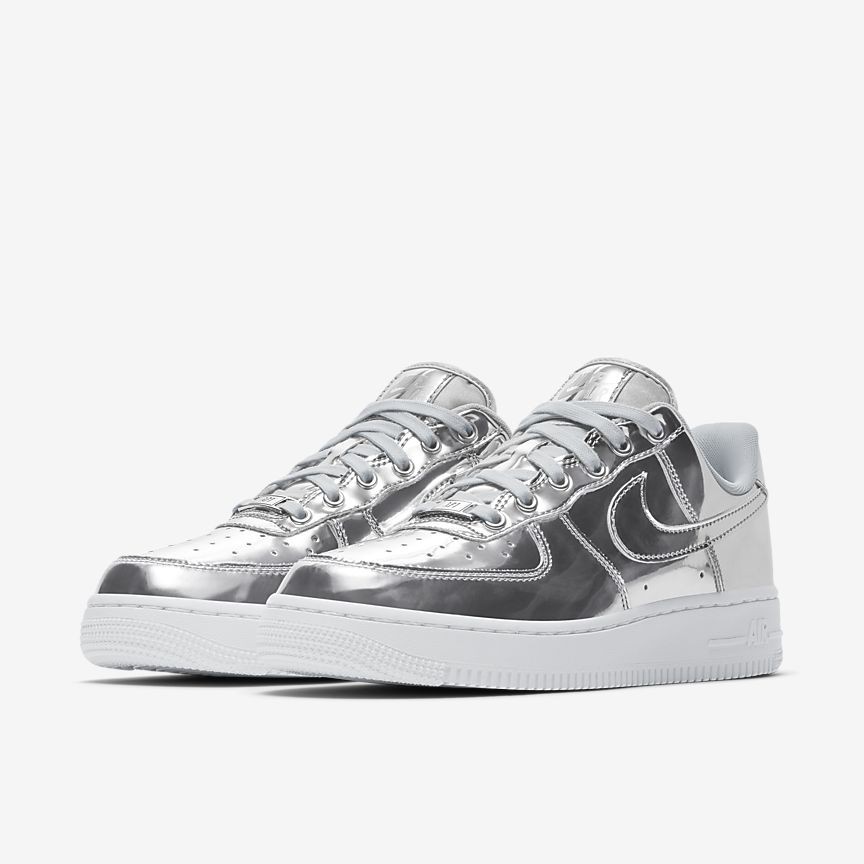 silver and white af1