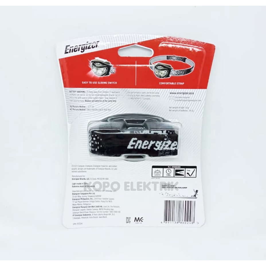 Lampu Senter Kepala / Head Lampu Energizer 60 Lumen