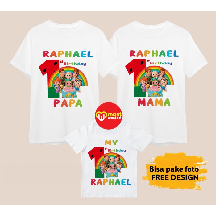 Baju Couple Keluarga | Kaos Family Ulang Tahun | Motif Cocomelon CM1