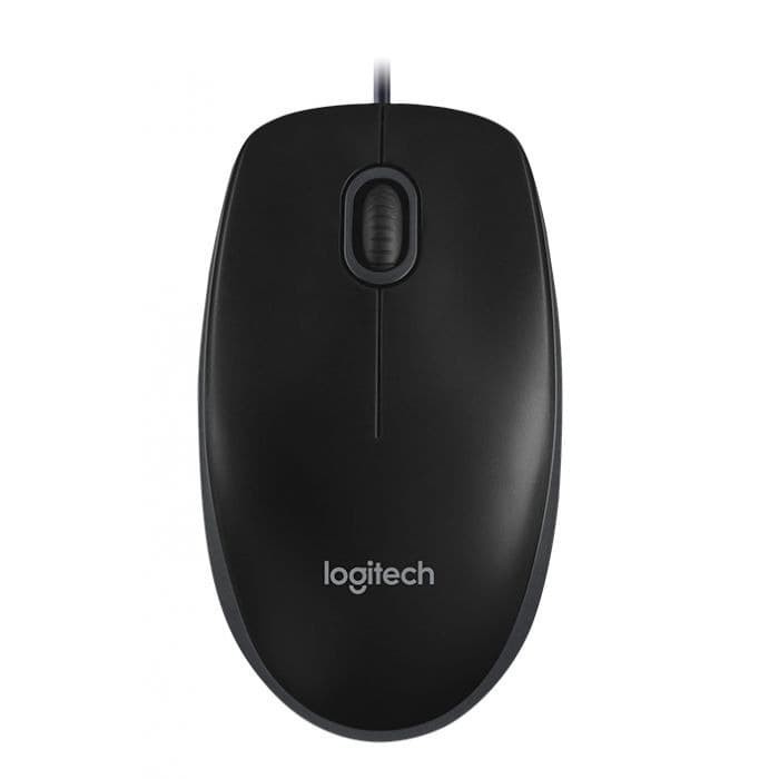 Mouse logitech wired usb 2.0 standard optical 800dpi b100 for gaming office original - mice kabel optik optic b-100