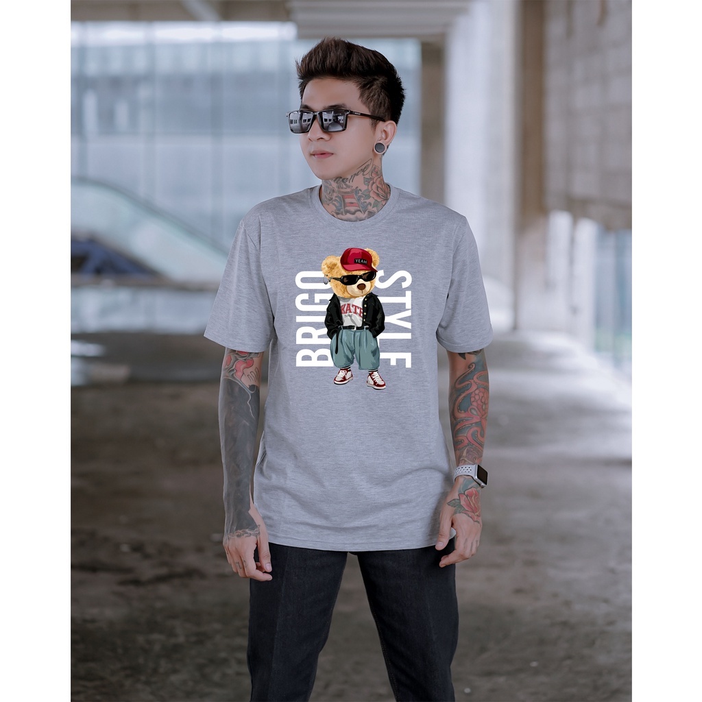 BRIGO Kaos Lengan Pendek Bear Style II Kaos Distro BRIGO Beruang Style II Kaos Katun Combed M-XL ( Pria &amp; Wanita )