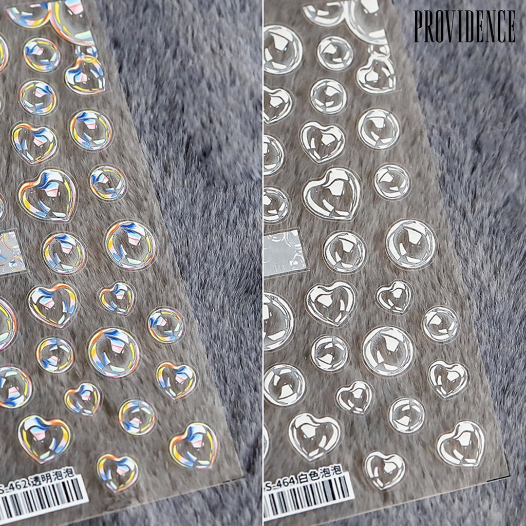 Providence Engraved Nail Bubble Sticker Back Glue Ultra Thin Cute 5D Transparent Fashion Nail Art Design Sticker for Manicure