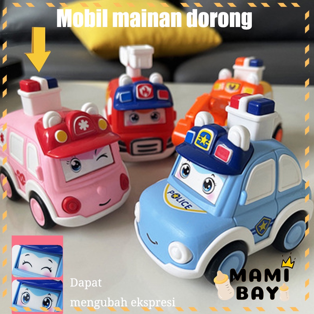 Mamibayi Mobil mainan anak kartun ekspresi mainan mobil mobilan drive inertial tidak baterai