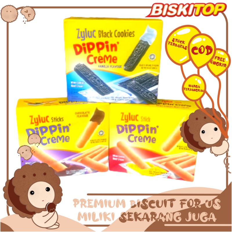 BISKITOP - ZYLUC DIPPIN CREME BOX 150g Biskuit Kue Kering Anak Dewasa EnakRenyah Biscuit Rasa coklat