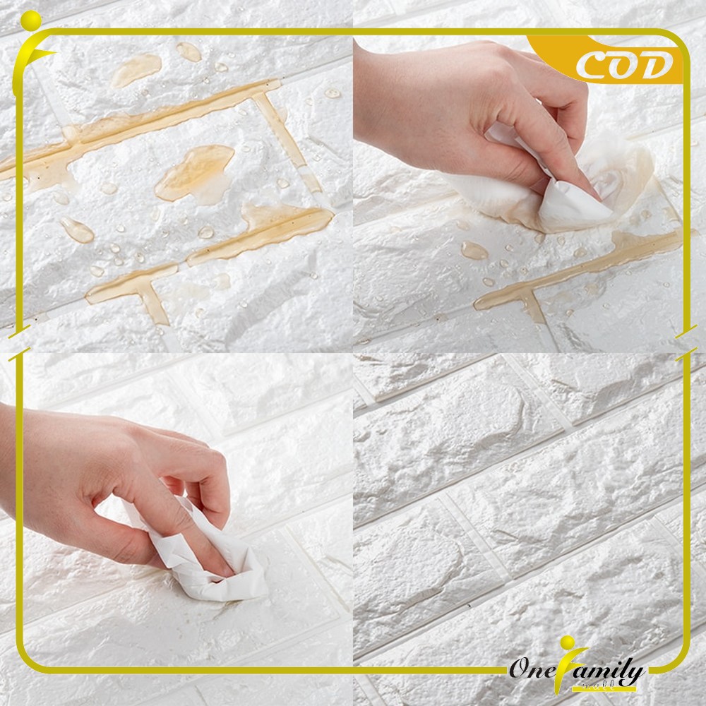 ONE-C55-58 WallSticker Kayu Wallpaper Dinding 3D Wall Sticker Foam Batu Bata Walpaper Dinding Murah-5